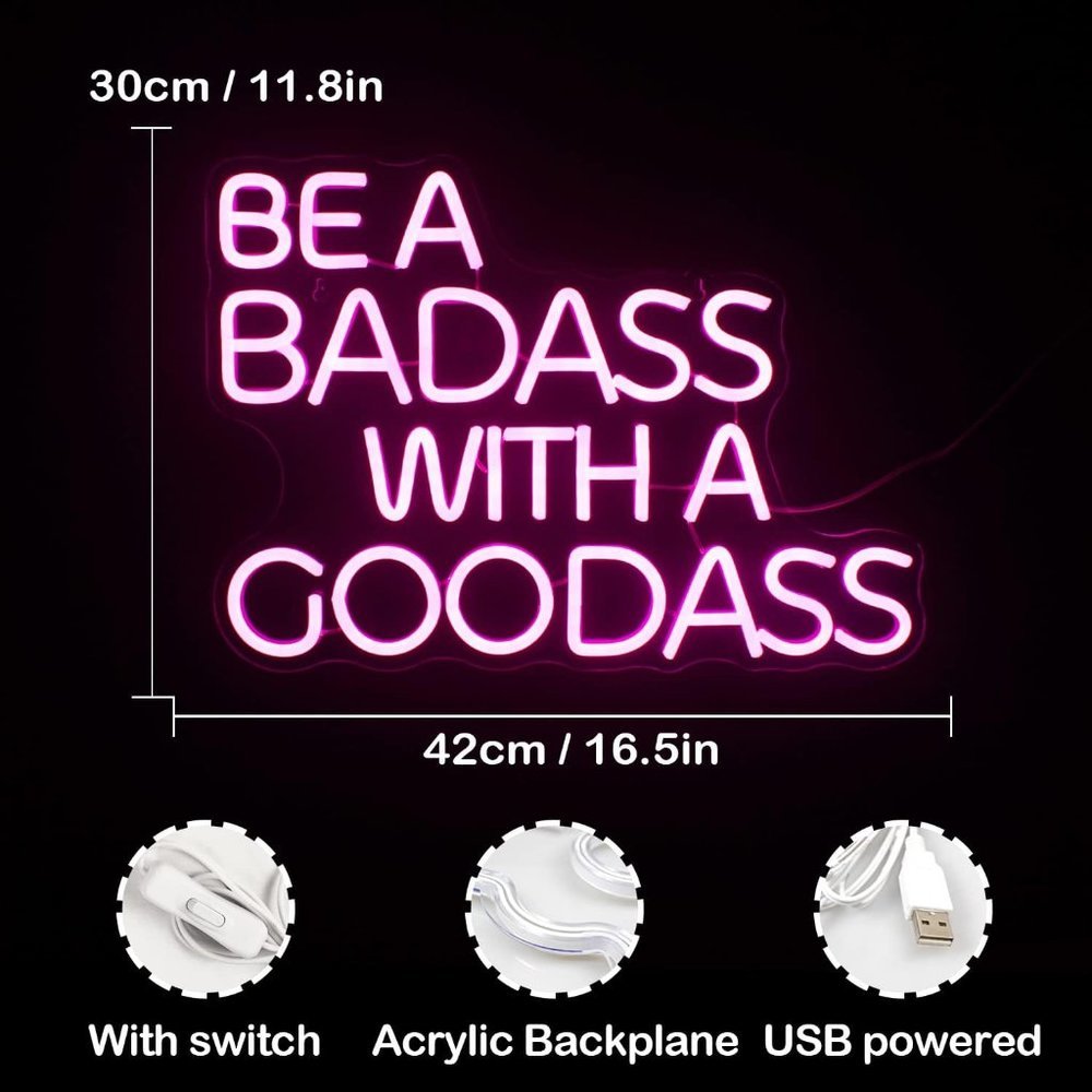 Neon Be A Badass With A Good Ass Bathroom Bedroom Girls Dorm Party Bday Decor - Picture 4 of 6